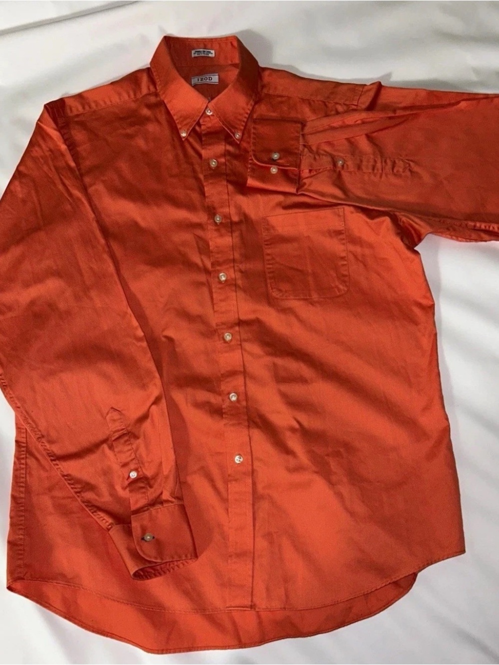 Izod Men's Button-Down Long Sleeve Shirt - Orange